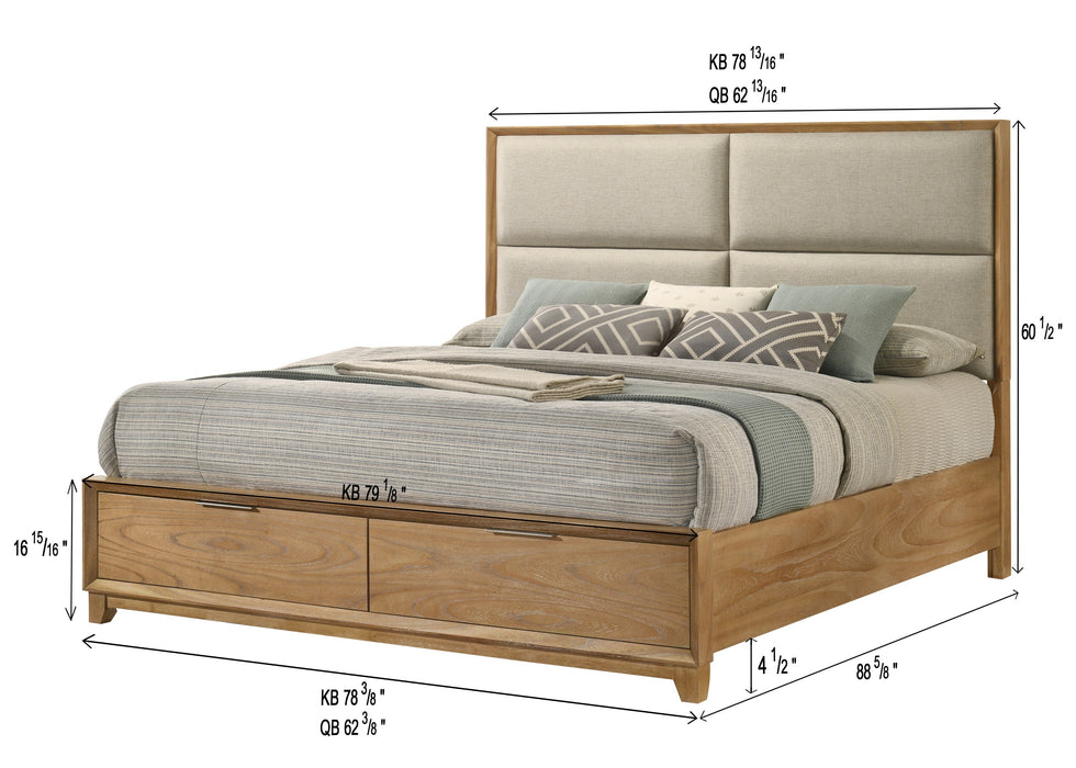 Florian - King Platform Storage Bed - Natural