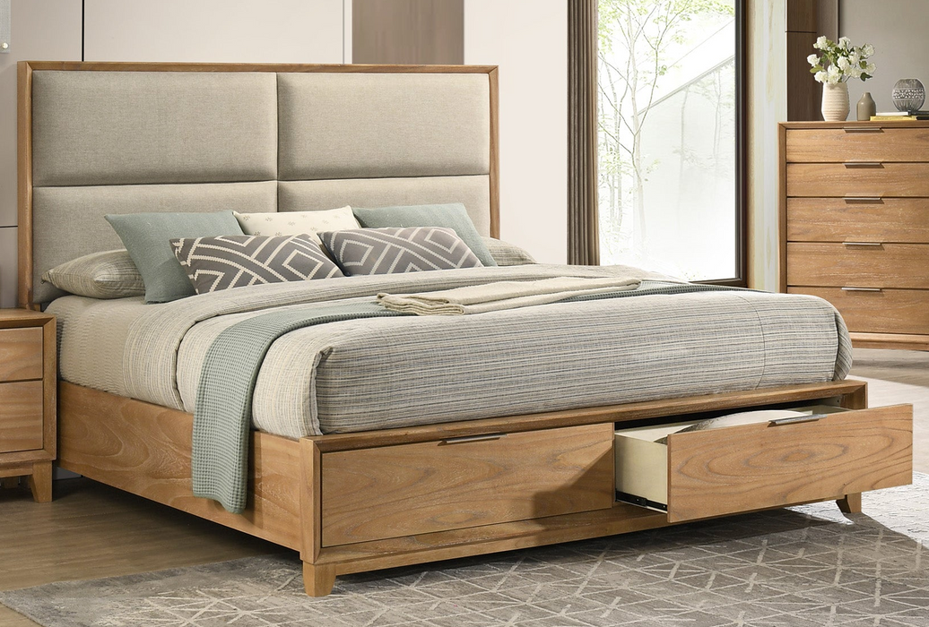 Florian - King Platform Storage Bed - Natural
