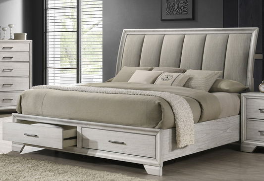 Jaymes - King Storage Bed - White Mist