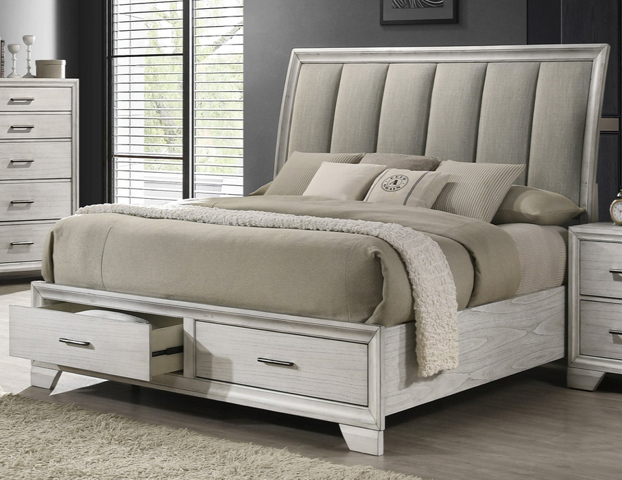 Jaymes - Queen Storage Bed - White Mist