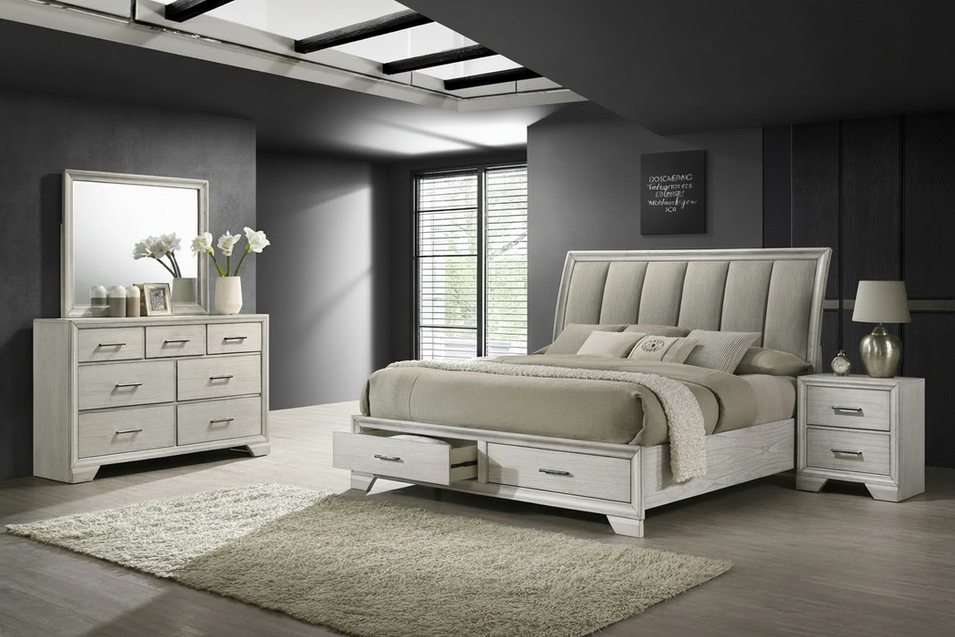 Jaymes White Mist Storage Bedroom Suit