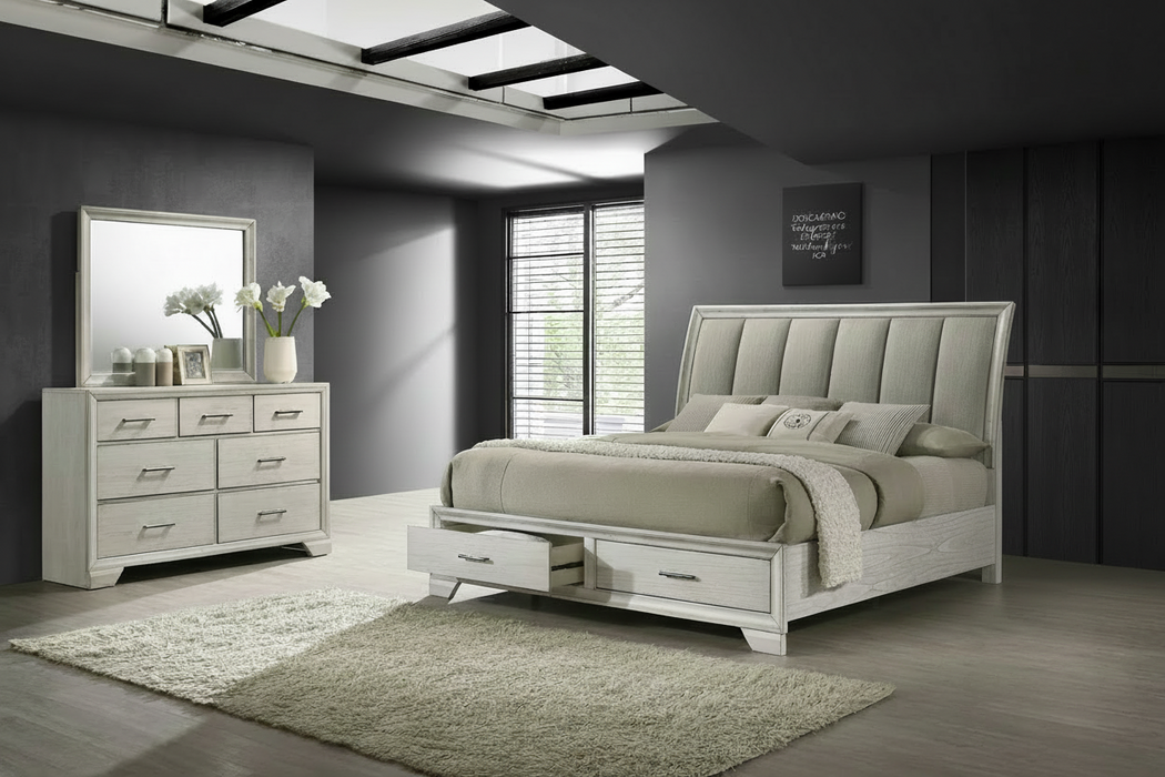 Jaymes White Mist Storage Bedroom Suit