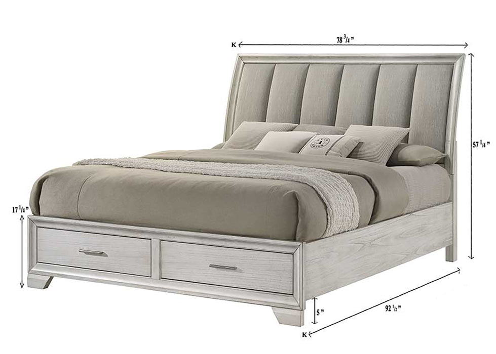 Jaymes - King Storage Bed - White Mist