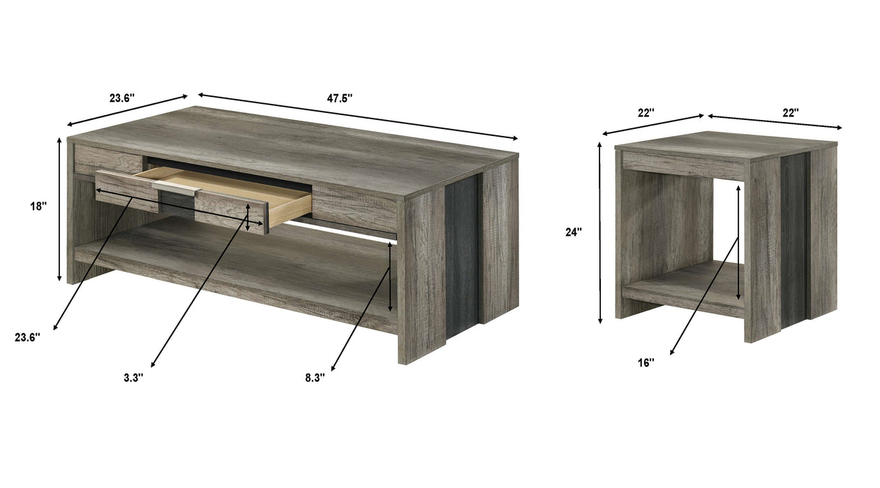 Rangley 3Pc. Table Set; Coffee and 2 End Tables