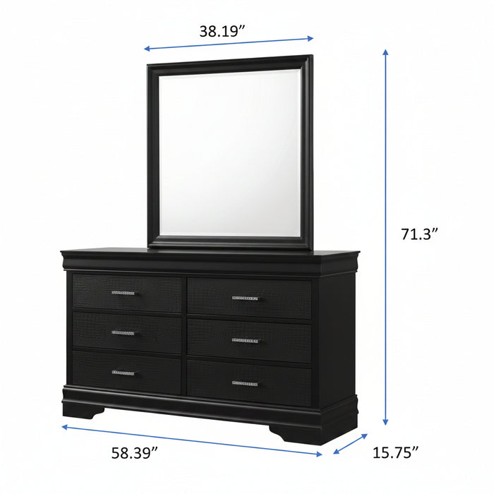 Amalia - Dresser & Mirror - Black