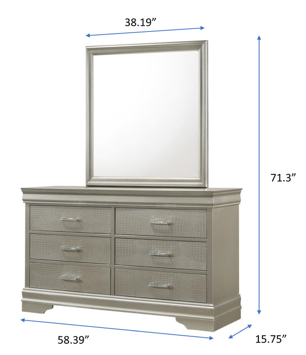 Amalia - Dresser & Mirror - Silver