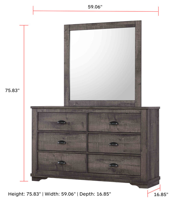 Coralee - Dresser & Mirror - Dark Gray