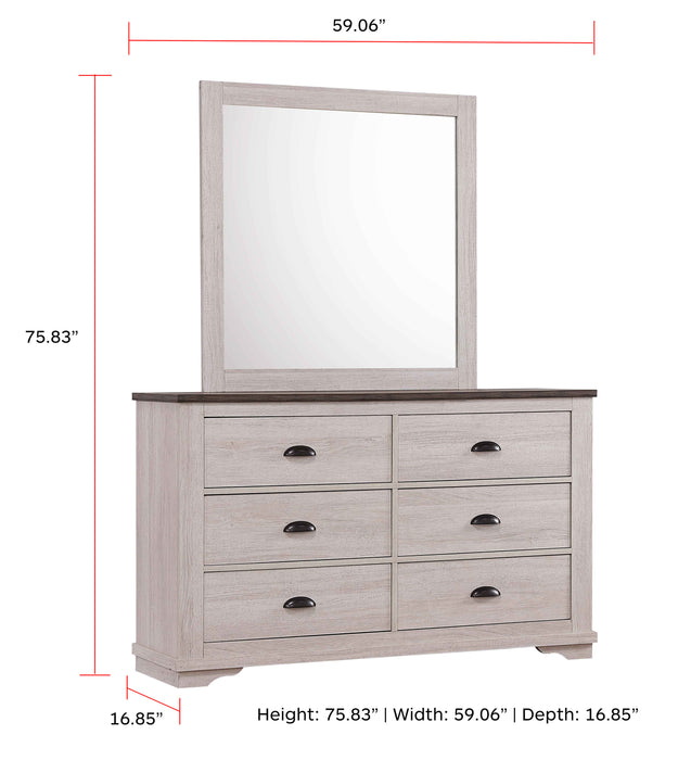 Coralee - Dresser & Mirror - Chalk / Gray