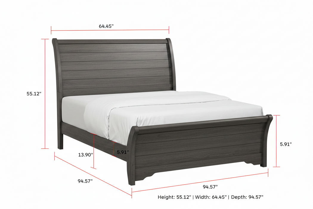 Coralee - Panel Queen Bed - Dark Gray