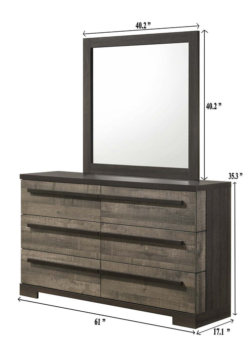 Remington 6 Drawer Dresser In Ebony and Gray