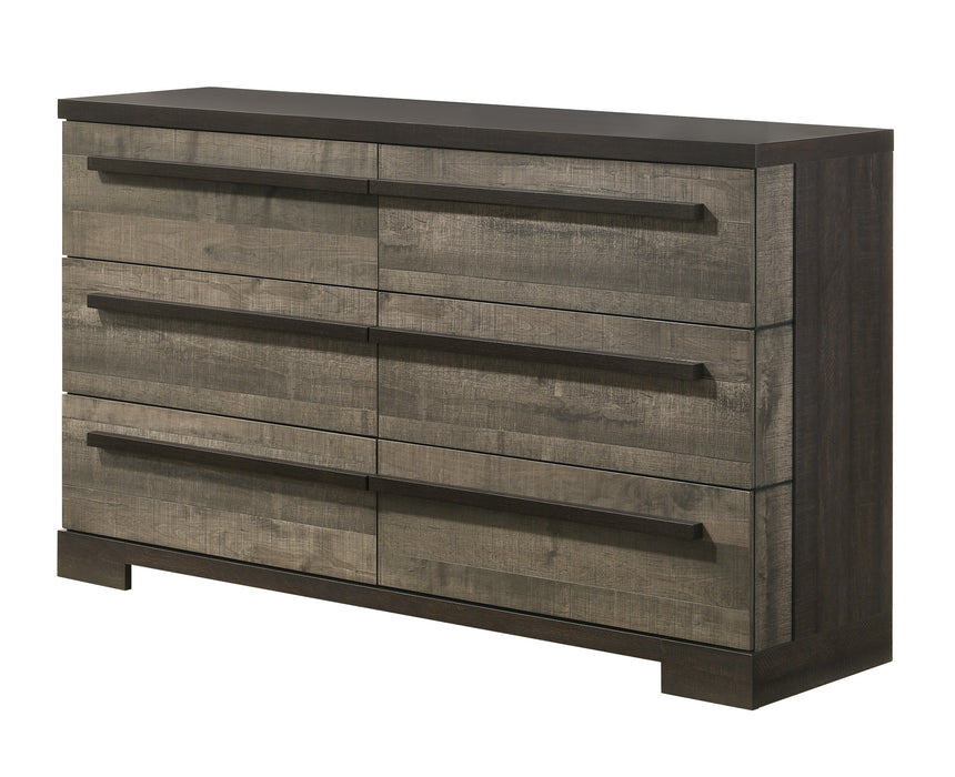 Remington 6 Drawer Dresser In Ebony and Gray