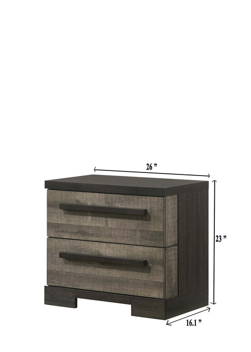 Remington 2 Drawer Nightstand In Ebony and Gray