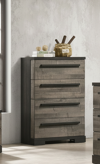 Remington 4 Drawer Chest In Ebony and Gray