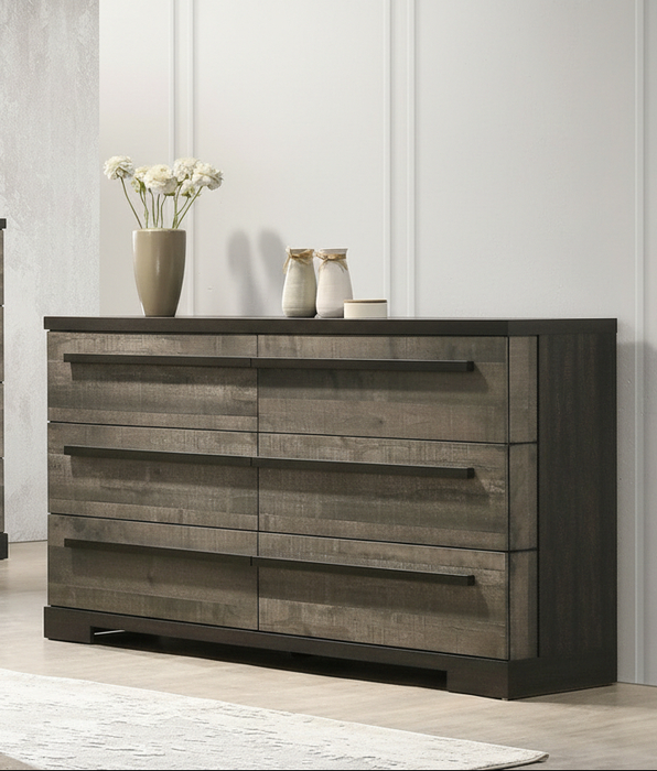 Remington 6 Drawer Dresser In Ebony and Gray