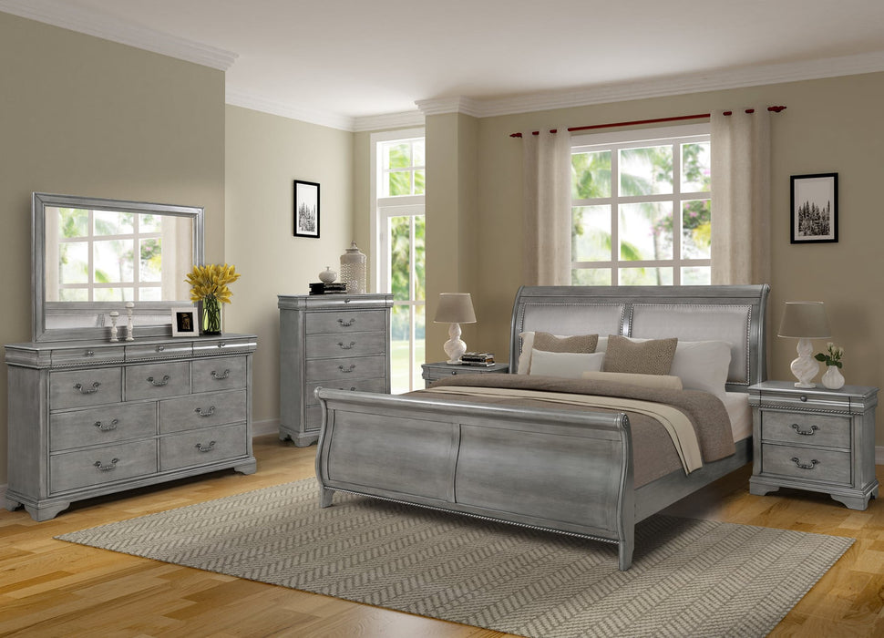 Grey Sleigh 5 Piece Bedroom set