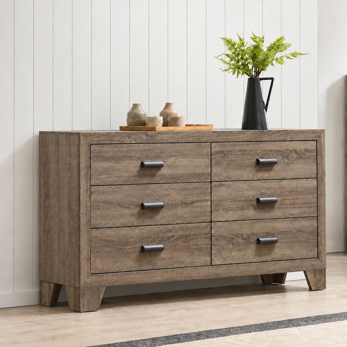 Millie Double Dresser in Gray, Brown Cherry or Whitewash Finish