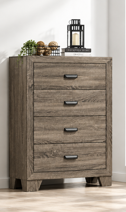 Millie 4 Drawer Chest in Gray, Cherry Brown or Whitewash Finish