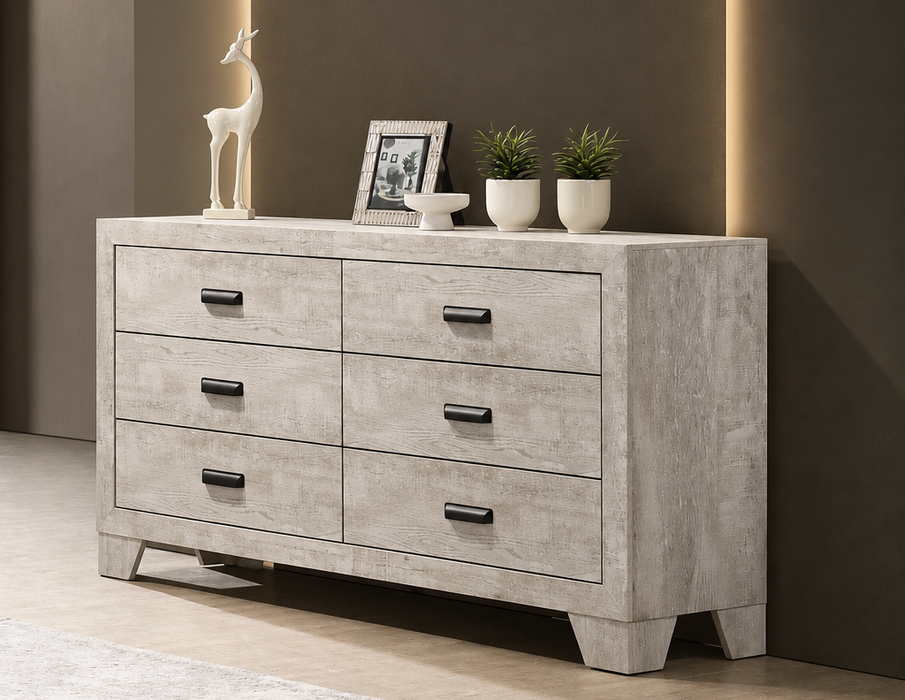 Millie Double Dresser in Gray, Brown Cherry or Whitewash Finish
