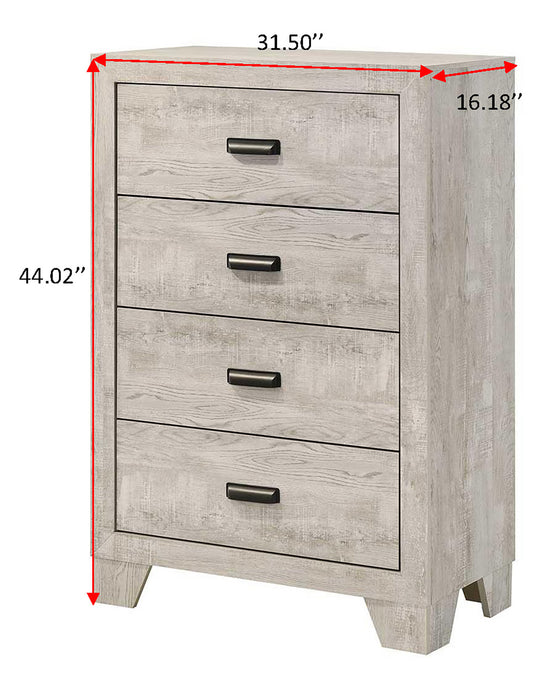 Millie 4 Drawer Chest in Gray, Cherry Brown or Whitewash Finish
