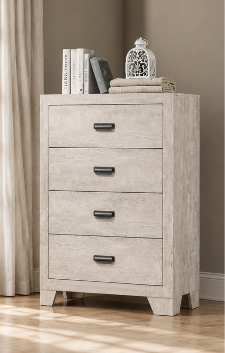 Millie 4 Drawer Chest in Gray, Cherry Brown or Whitewash Finish