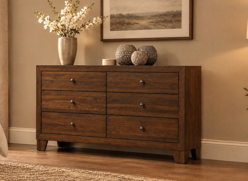 Millie Double Dresser in Gray, Brown Cherry or Whitewash Finish