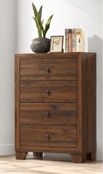 Millie 4 Drawer Chest in Gray, Cherry Brown or Whitewash Finish