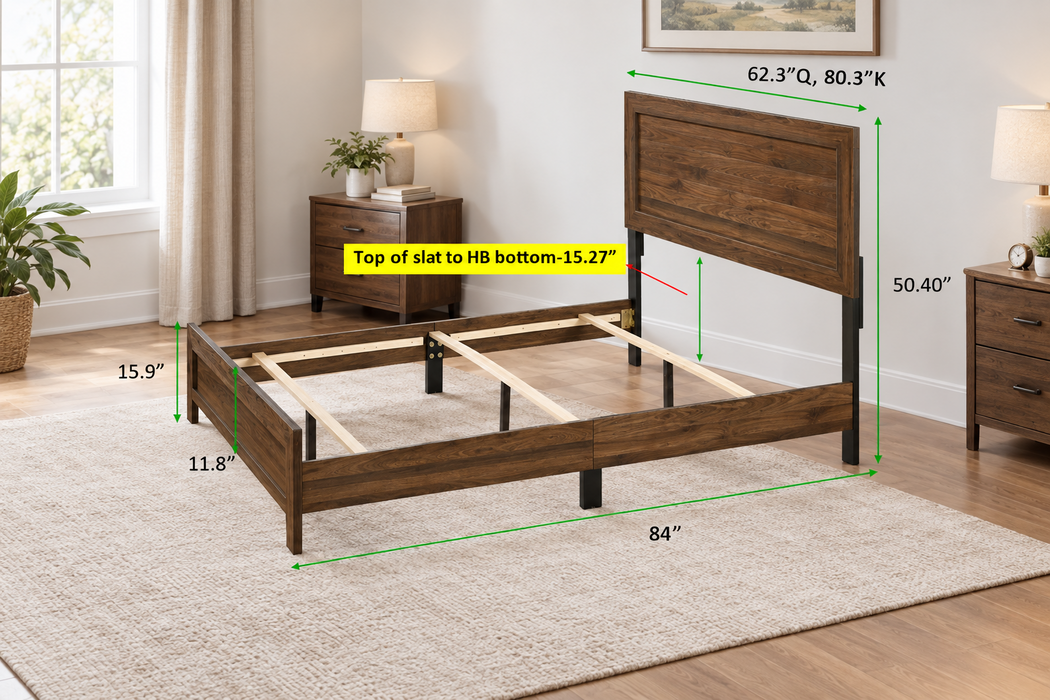 Millie Gray or Brown Cherry Panel Bed
