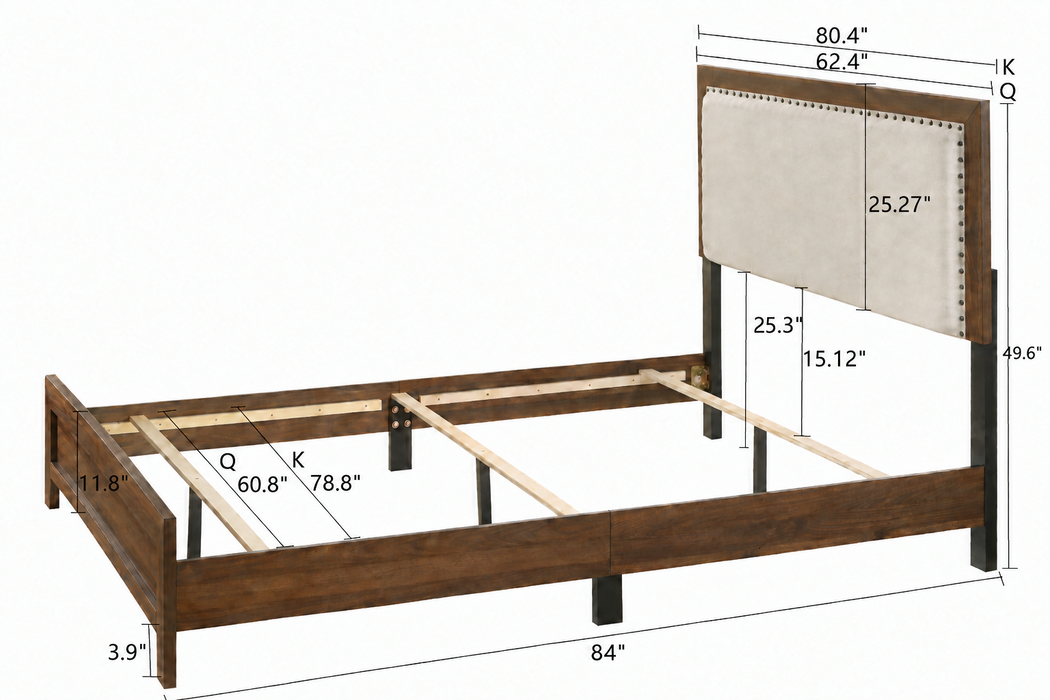 Millie Upholstered Panel Bed - One Box