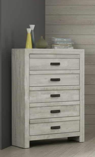 Valor 5 Drawer Chest In Whitewash