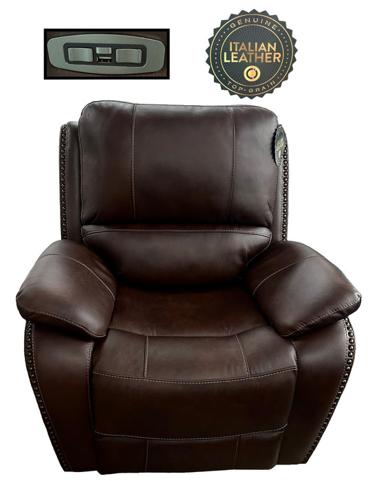 Fairmont Walnut Leather Power Recliner Chair