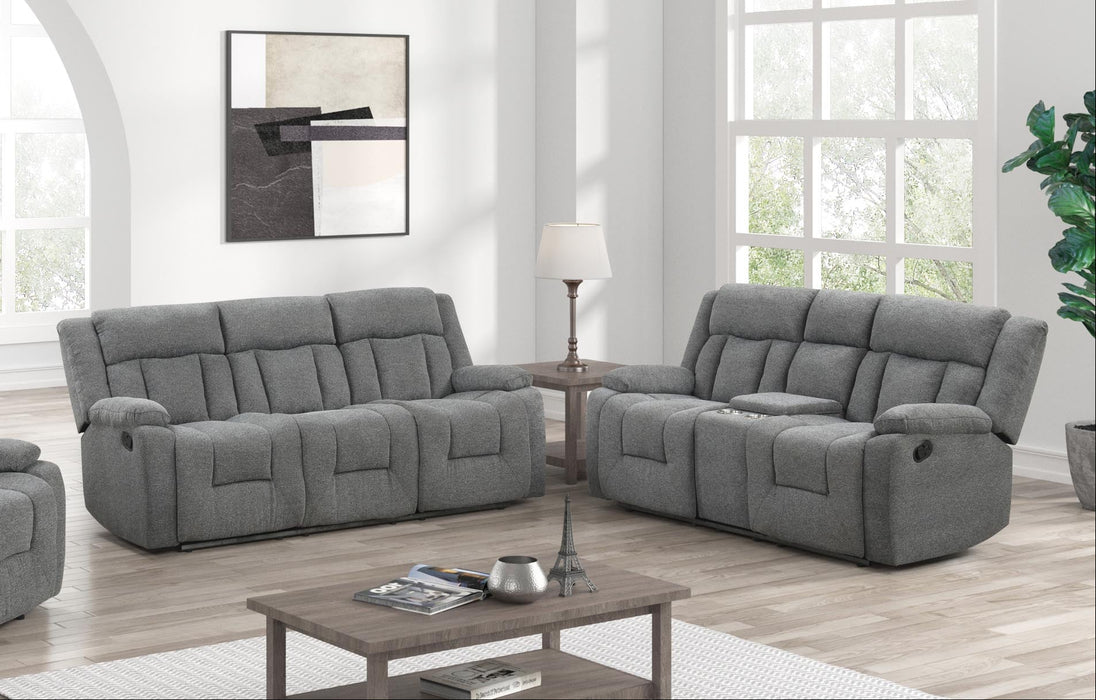 LR3539GR Grey Manual Reclining Sofa and Loveseat Set