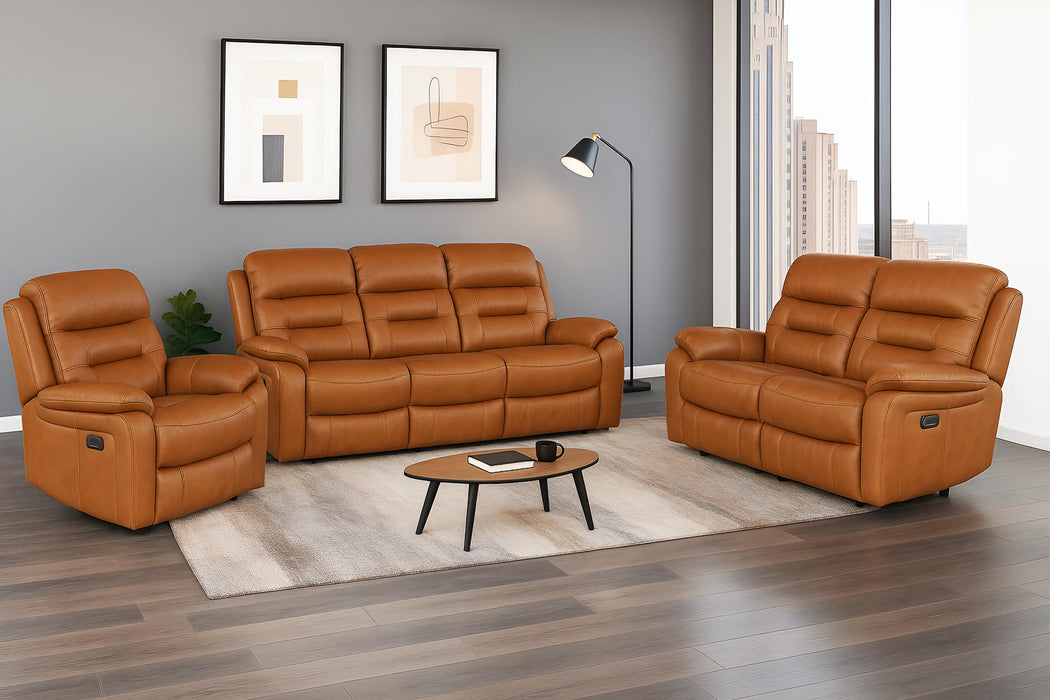 Alpine Tan Leather Match Power Reclining Living Room Set