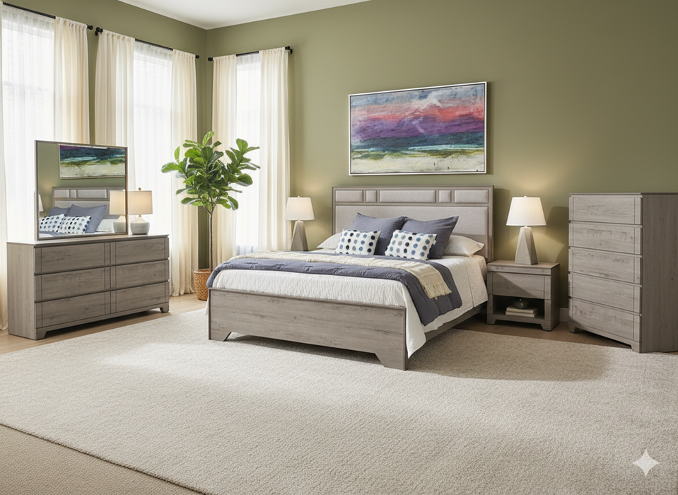 Cement Gray 5 Piece Contemporary Bedroom Set