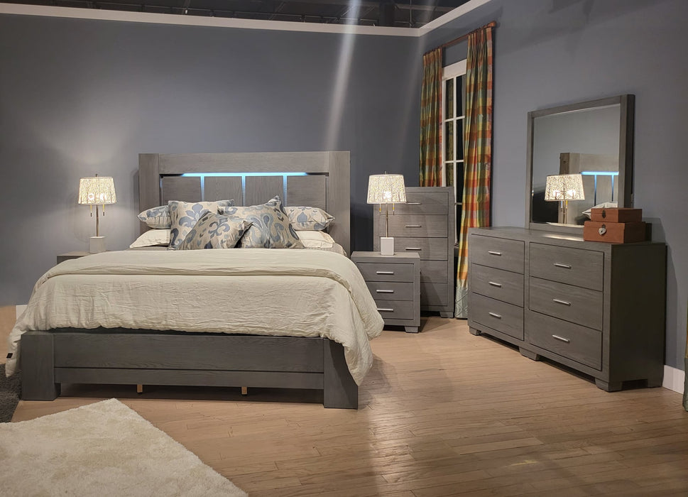 Gray Lighted 5 Pc Panel Bedroom Set by Lifestyle