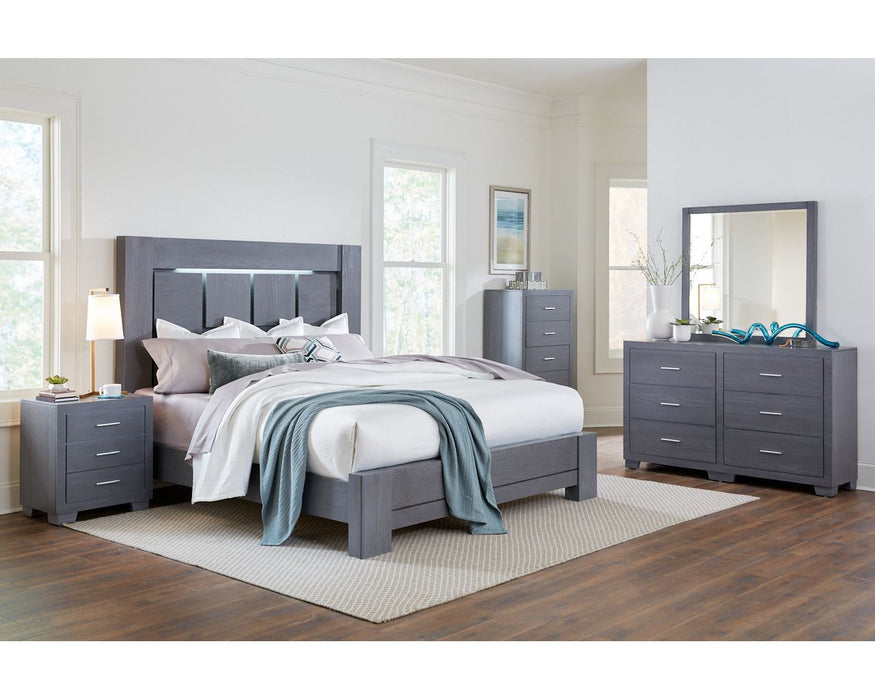 Gray Lighted 5 Pc Panel Bedroom Set by Lifestyle