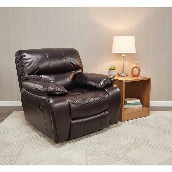 RR9931 Brown Faux Leather Recliner Chair