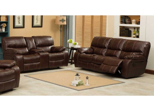 RR9931 Brown Faux Leather Reclining Living Room Set