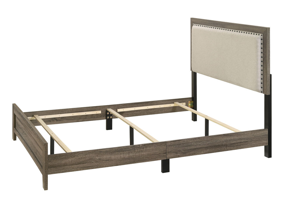 Millie - Twin 5 Piece Upholstered Bedroom Set - Warm Gray