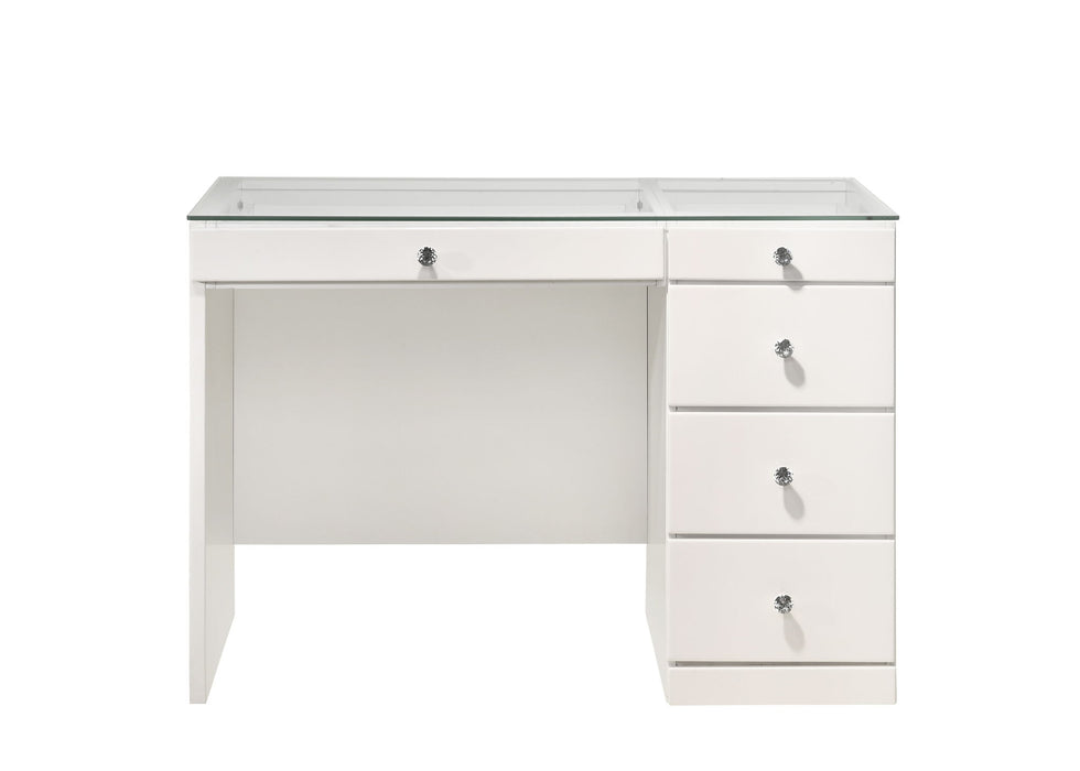Morgan - Vanity Desk With Glass Top - White