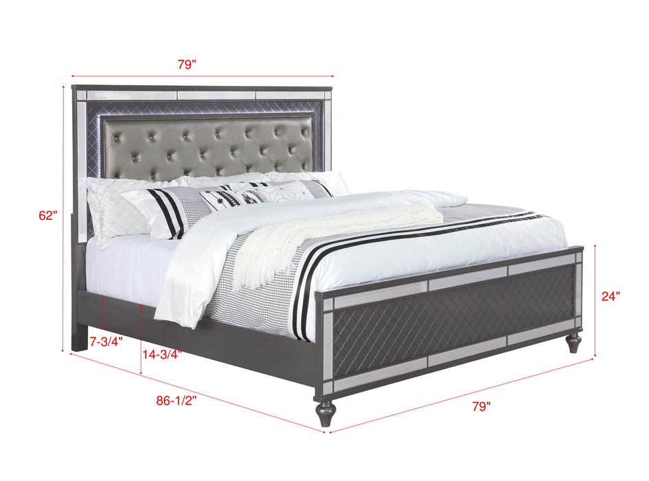 Refino - King 4 Piece Bedroom Set - Gunmetal