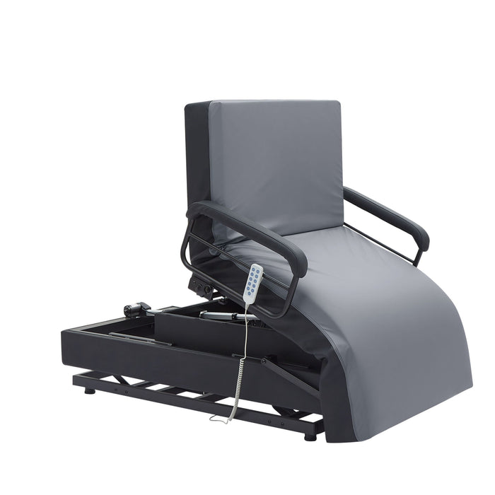 EZY Out II - Twin Hi-Lo Adjustable Bed With Mattress - Gray / Black