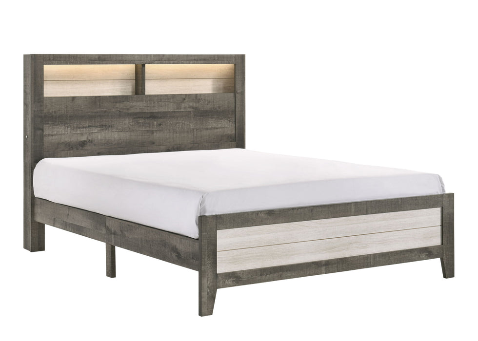 Rhett - Queen Bed In One Box - Chalk / Gray