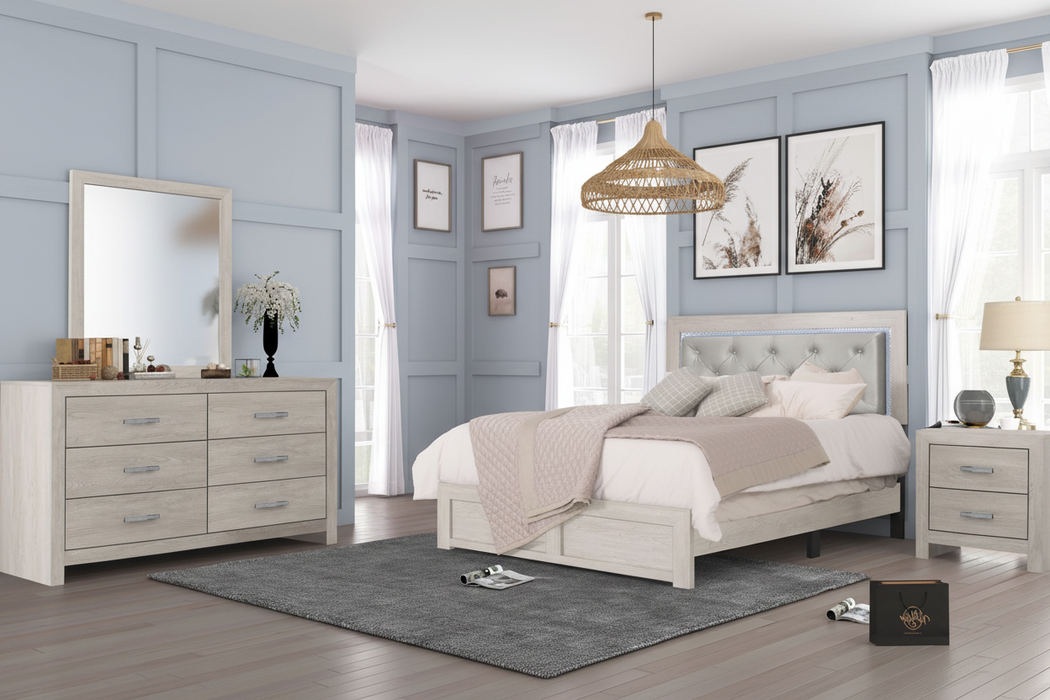 Jaylen 5 Piece Bedroom Suites in Natural or Black