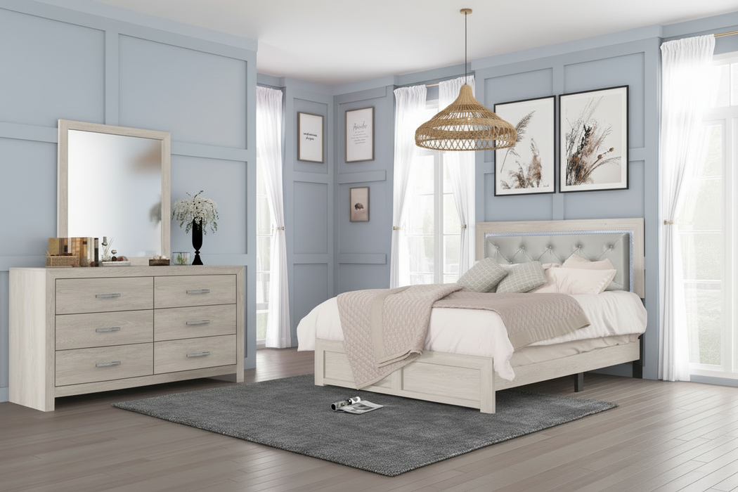 Jaylen 5 Piece Bedroom Suites in Natural or Black