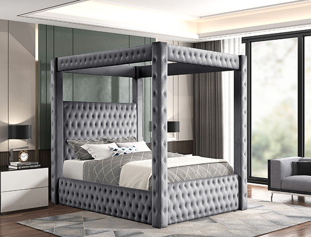 Annabelle - Queen Canopy Bed - Gray