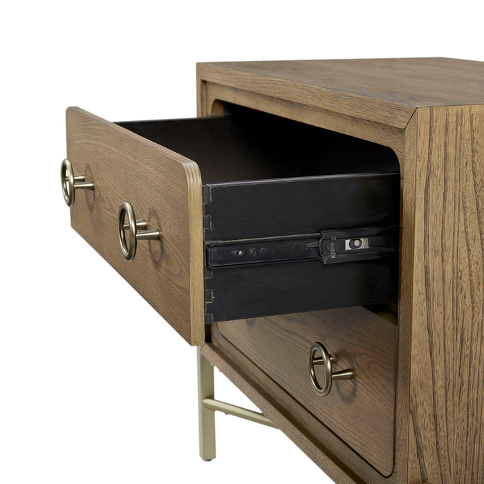 Elure - 2 Drawer Nightstand With USB - Latte