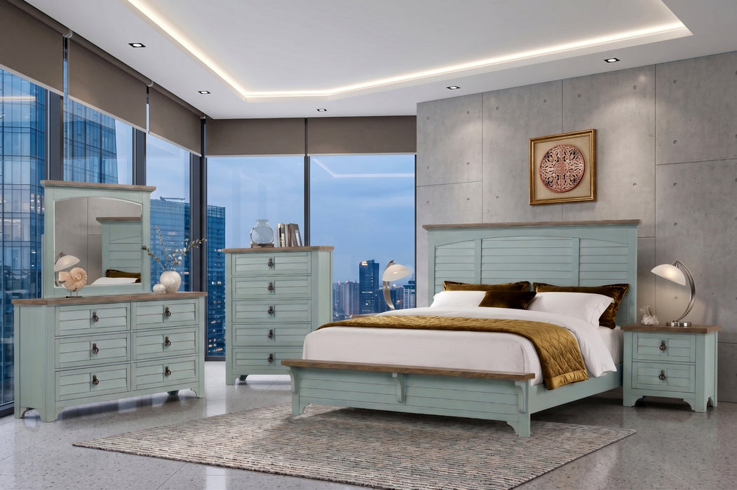 BR0434BLBR Blue and Brown Bedroom Suite