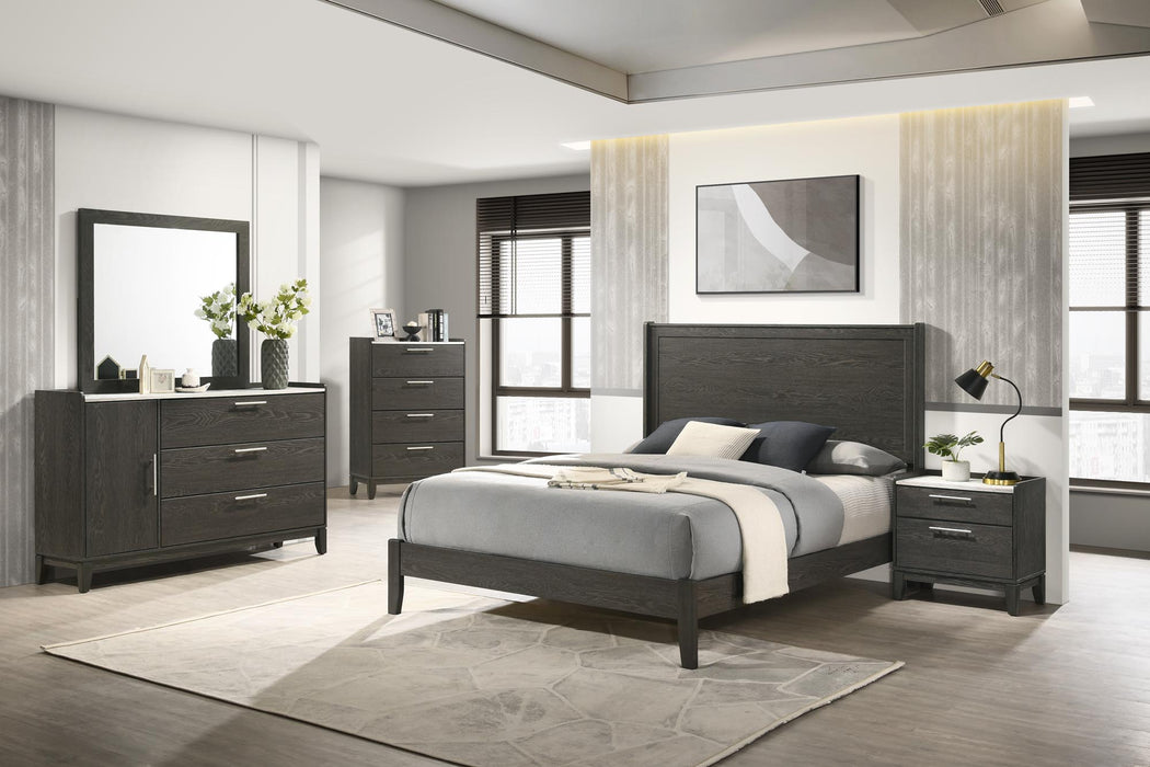 2 Tone & DK Grey 5Pc Queen Platform Bedroom Set