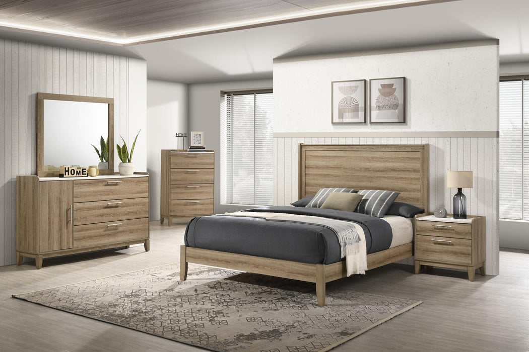 2 Tone & LT Brown 5Pc Queen Platform Bedroom Set
