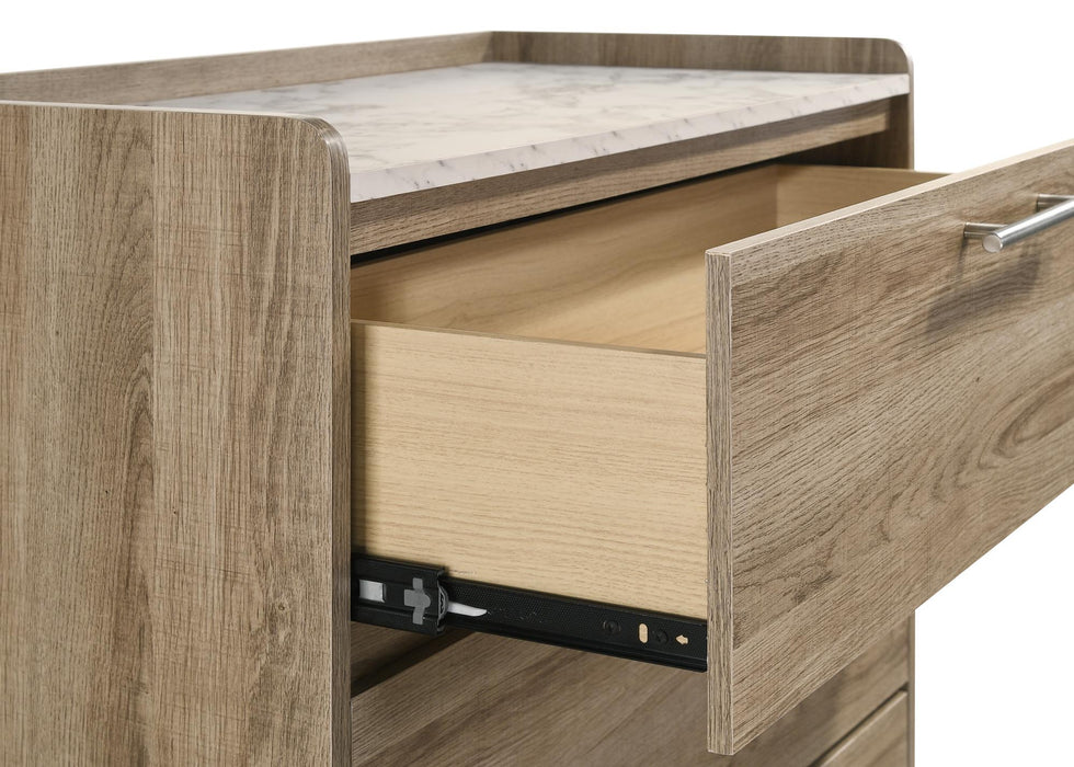 2 Tone & LT Brown 5Pc Queen Platform Bedroom Set